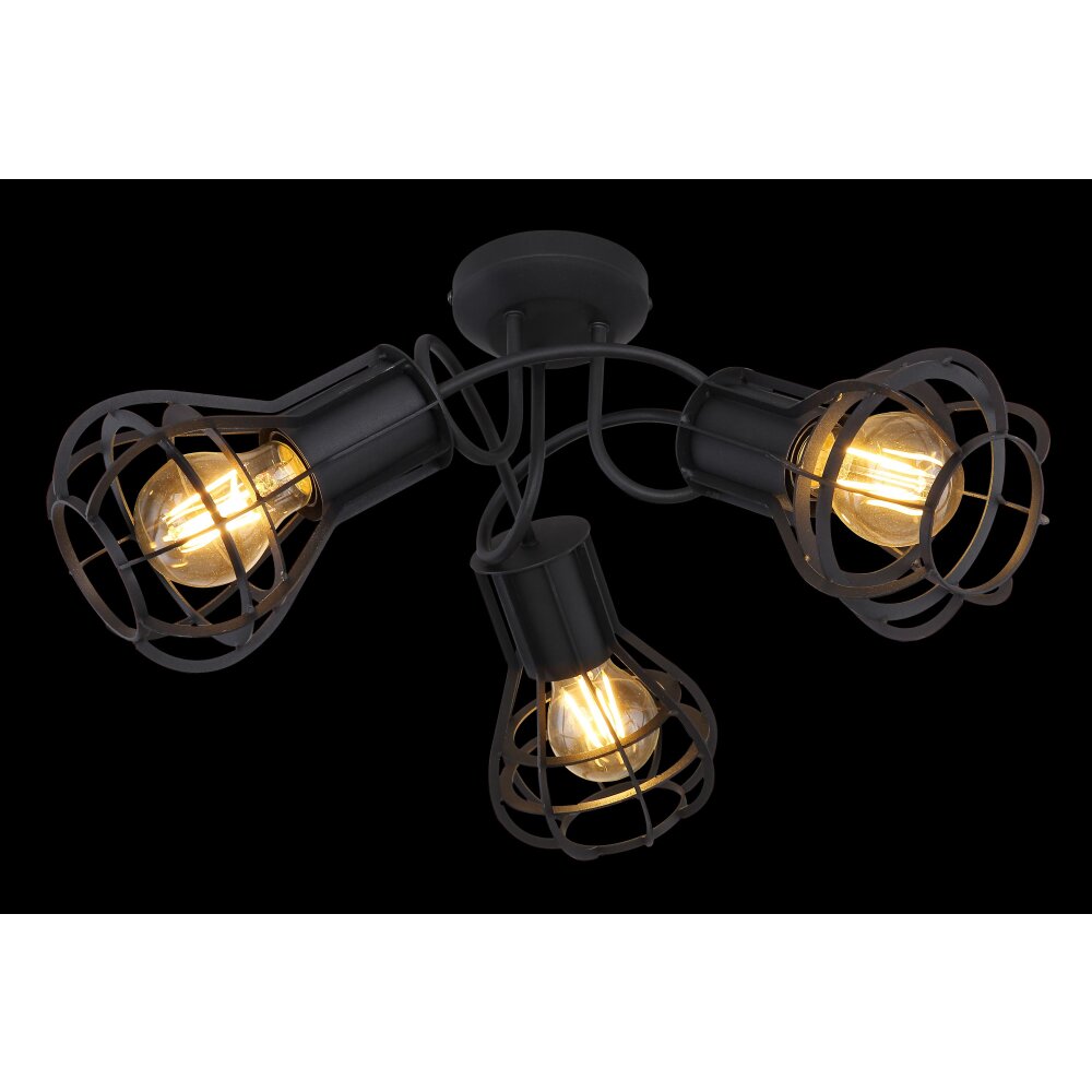 Globo CLASTRA Plafondlamp Zwart, 3-lichts