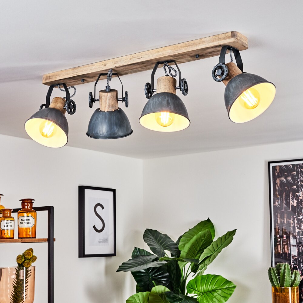 Orny Plafondlamp Grijs, Hout licht, 4-lichts main product photo