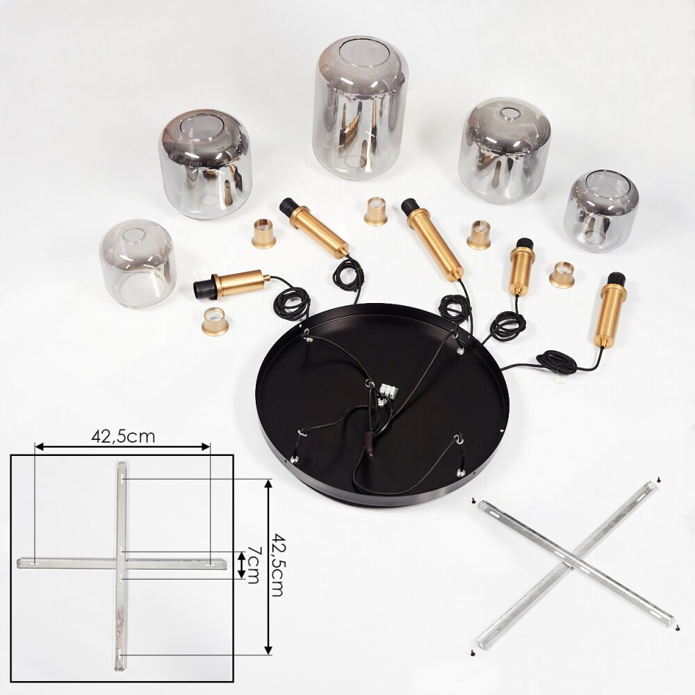 Maliali Hanglamp Goud, Messing, Zwart, 5-lichts
