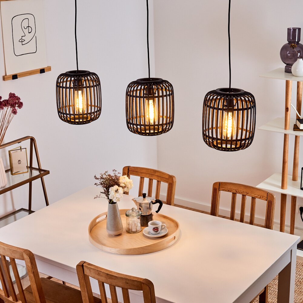 Mongolei Hanglamp Zwart, 3-lichts main product photo
