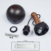 Imana Muurlamp Hout donker, Zwart, 1-licht