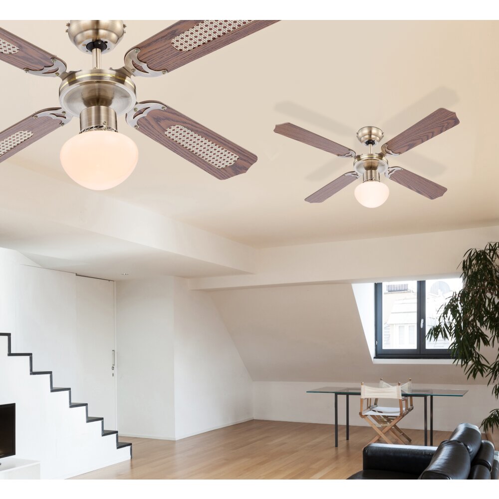 Globo CHAMPION plafondventilator Oud messing, Hout donker, 1-licht main product photo