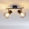 Bardhaman Plafondlamp Zwart, 2-lichts