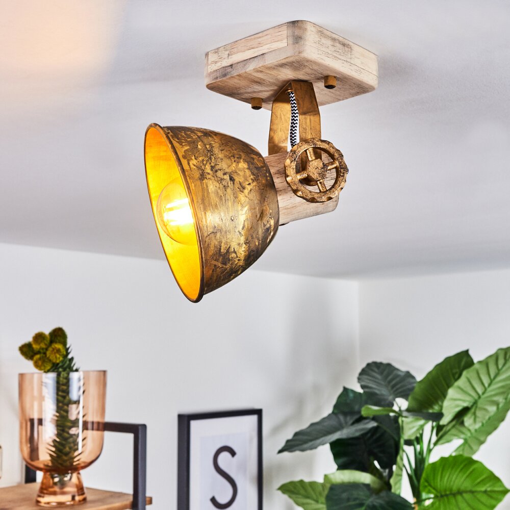 Orny Plafondlamp Brons, Hout licht, 1-licht main product photo
