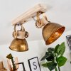 Orny Plafondlamp Brons, Hout licht, 2-lichts