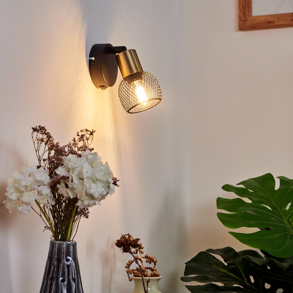 Cairns Muurlamp Oud messing, Zwart, 1-licht main product photo