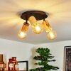 Vasanello Plafondlamp Hout licht, Zwart, 3-lichts
