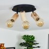 Vasanello Plafondlamp Hout licht, Zwart, 3-lichts