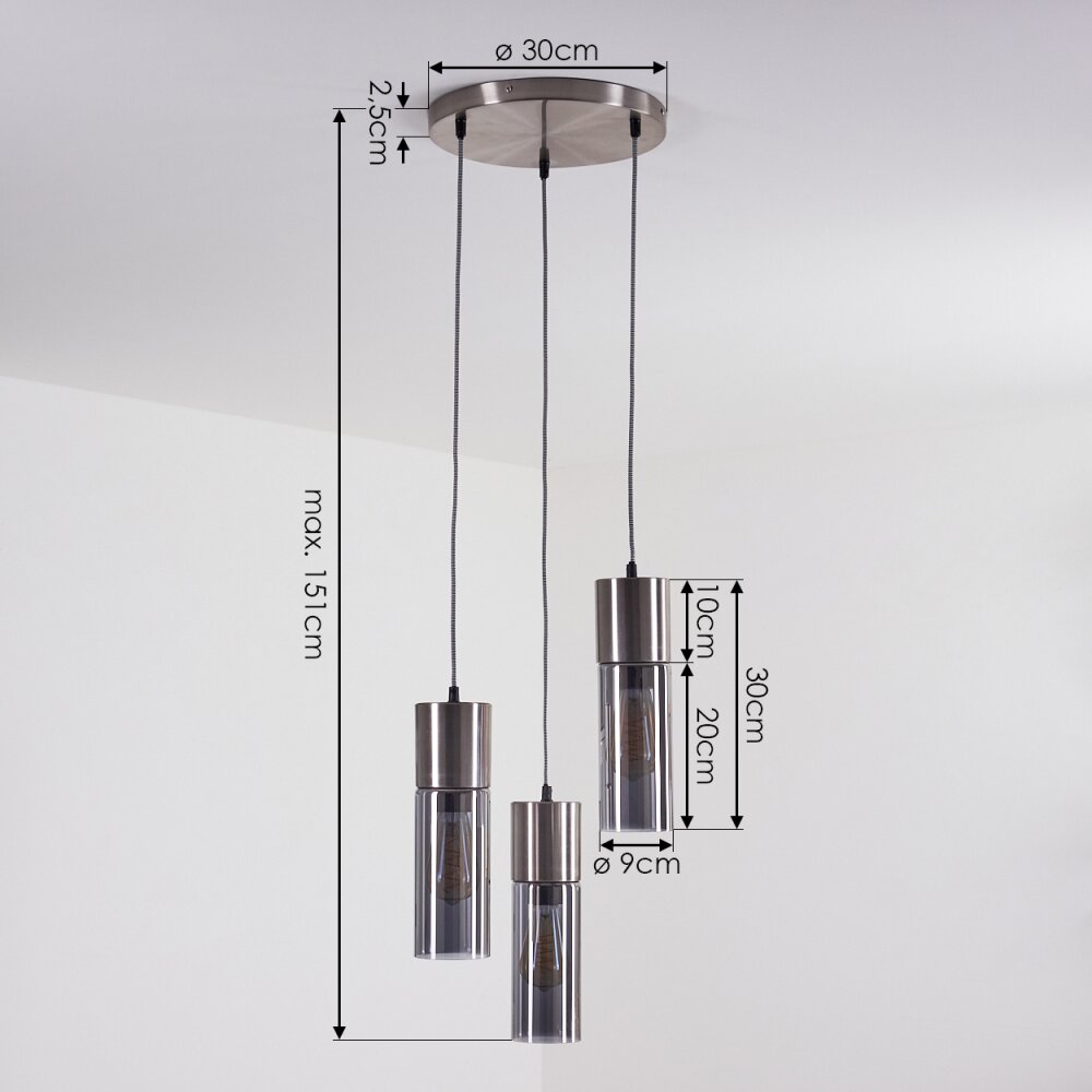 Dulcita Hanger Nikkel mat, 3-lichts