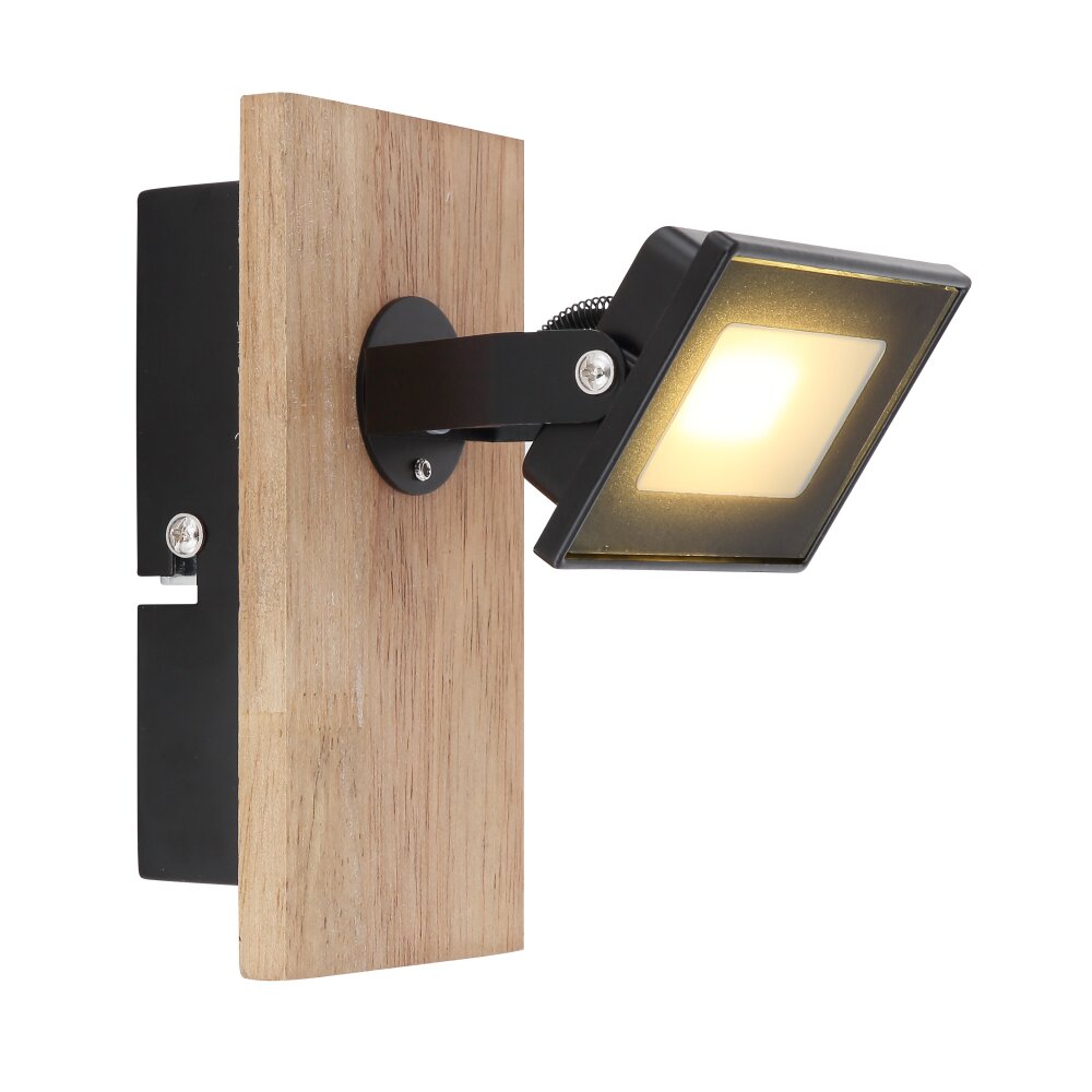 Globo JOYA Muurlamp LED Hout licht, Zwart, 1-licht main product photo