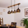 Imana Hanglamp Hout licht, Zwart, 4-lichts