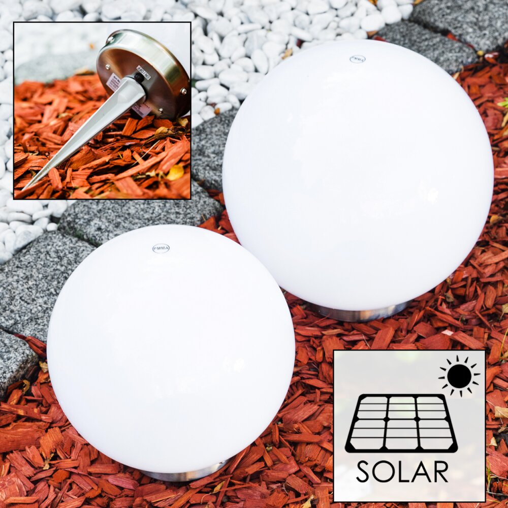Kogellamp set solar LED roestvrij staal, 2-lichts main product photo