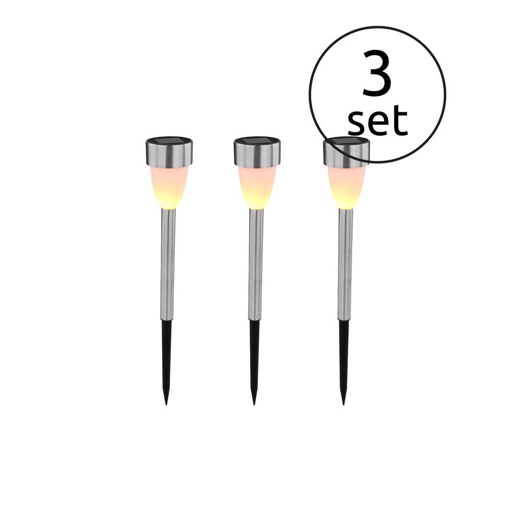 Globo Solarlamp LED roestvrij staal, 3-lichts main product photo