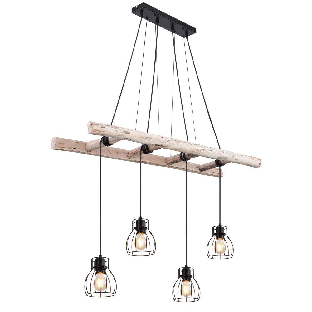 Globo MINA Hanger Hout licht, Zwart, 4-lichts main product photo