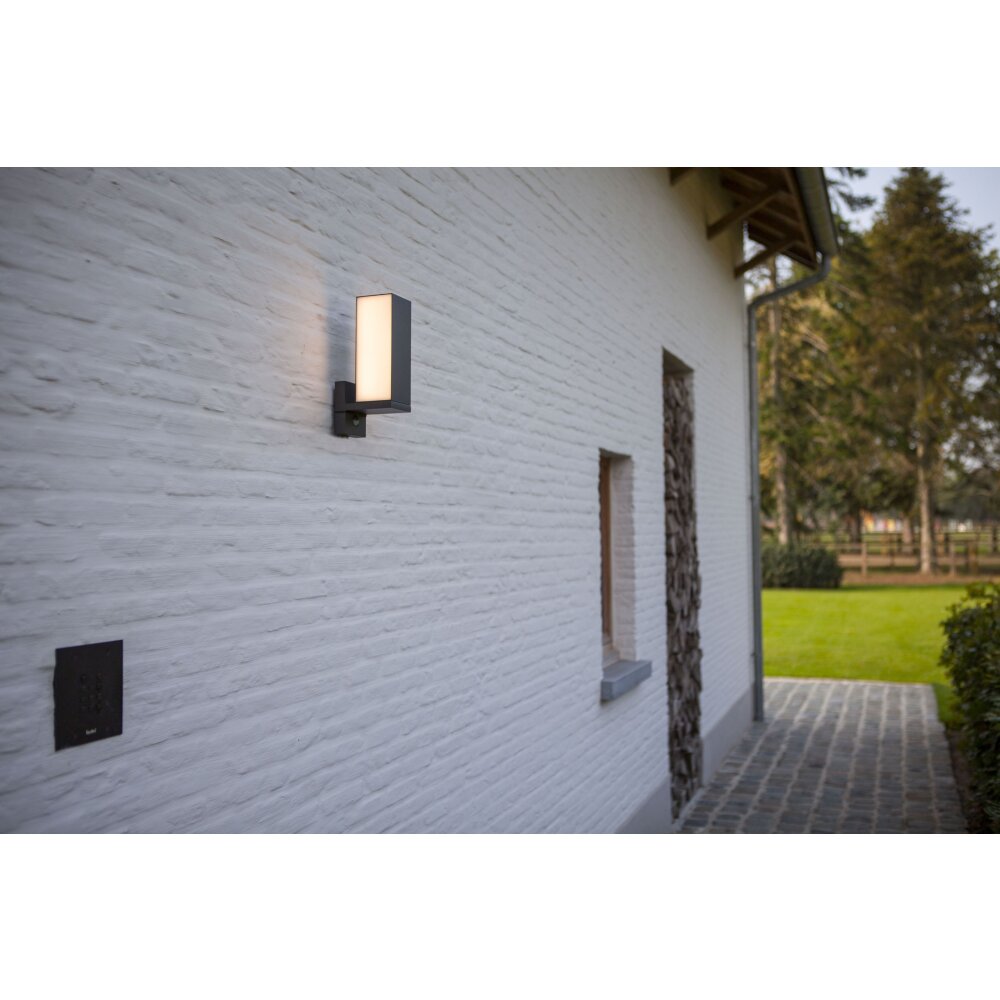 Lutec CUBA Buiten muurverlichting LED Antraciet, 1-licht, Bewegingsmelder main product photo