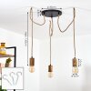 Chapana Hanglamp Bruin, Hout licht, Zwart, 3-lichts