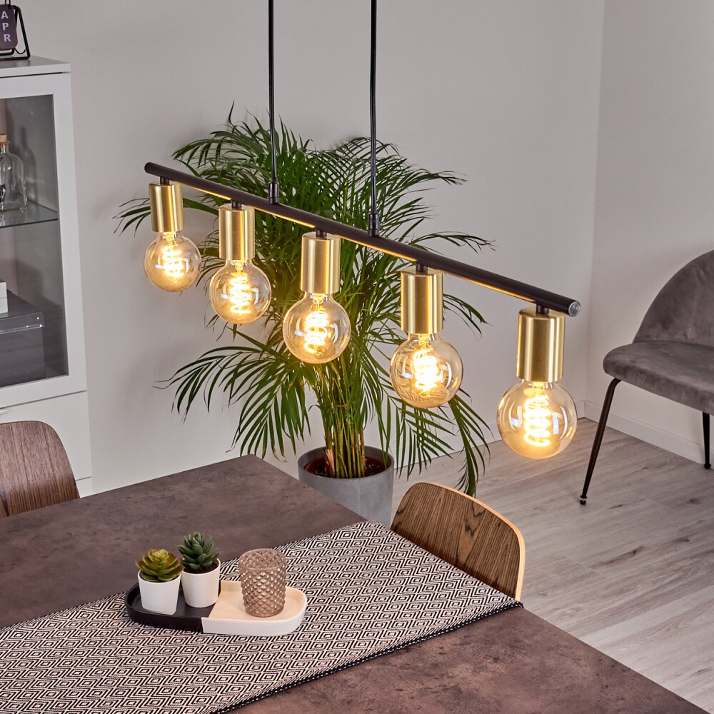 Tulla Hanglamp Messing, Zwart, 5-lichts main product photo