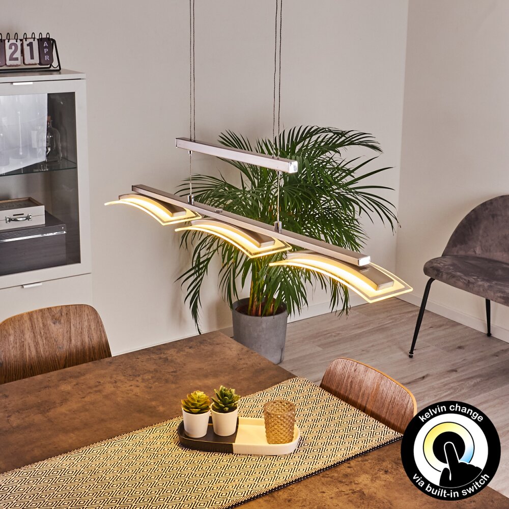 Bolonda Hanglamp LED Nikkel mat, 3-lichts main product photo