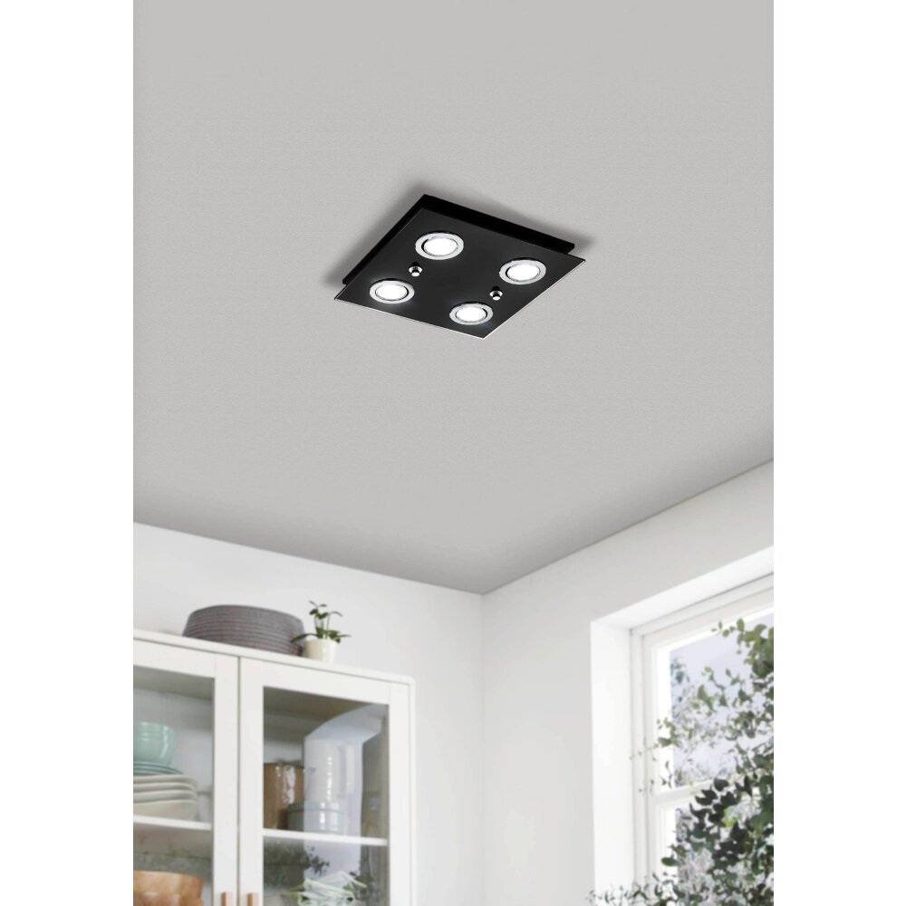 Eglo GRATTINO Plafondlamp LED Zwart, 4-lichts main product photo