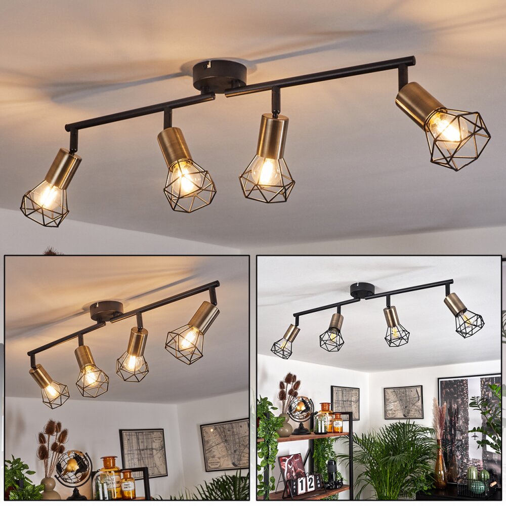 Baripada Plafondlamp Messing, Zwart, 4-lichts main product photo