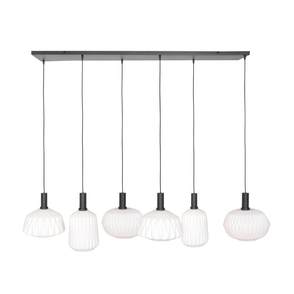 Steinhauer Verre Nervuré Hanglamp Zwart, 6-lichts main product photo