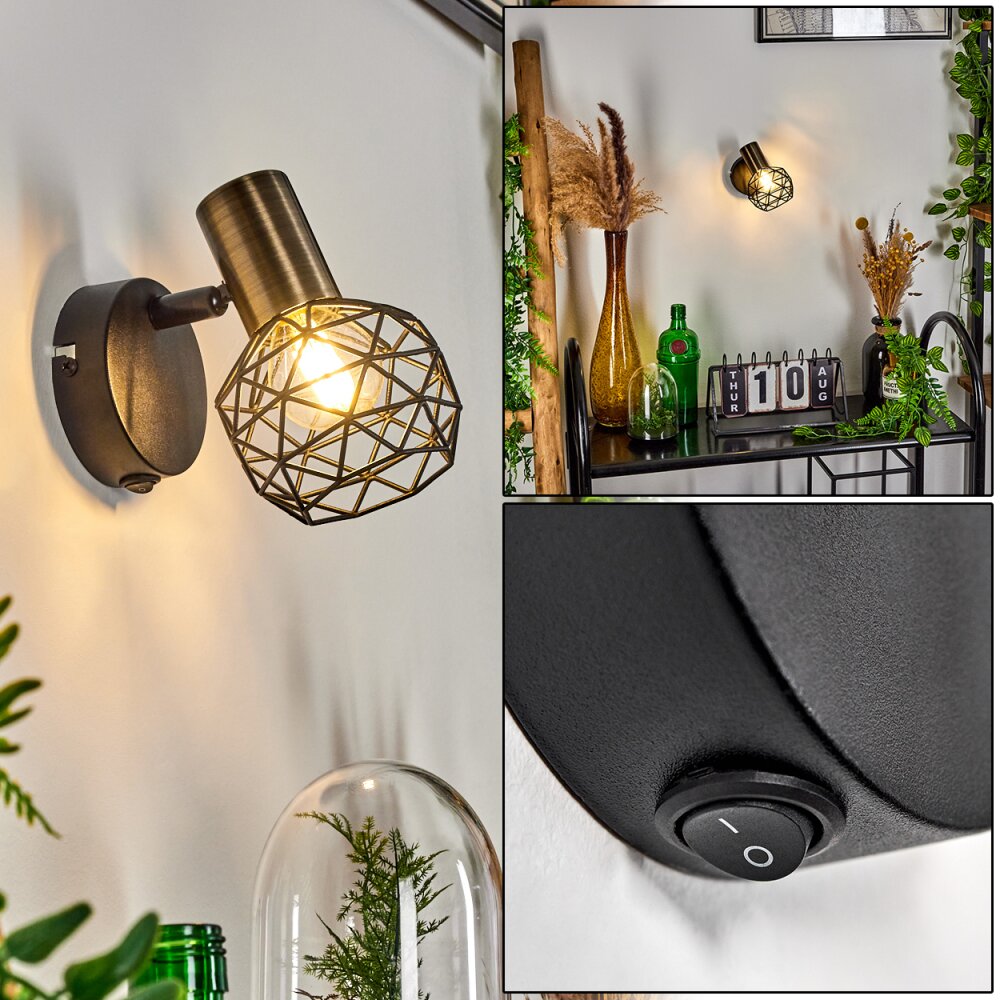 Palmira Muurlamp Messing, Zwart, 1-licht main product photo