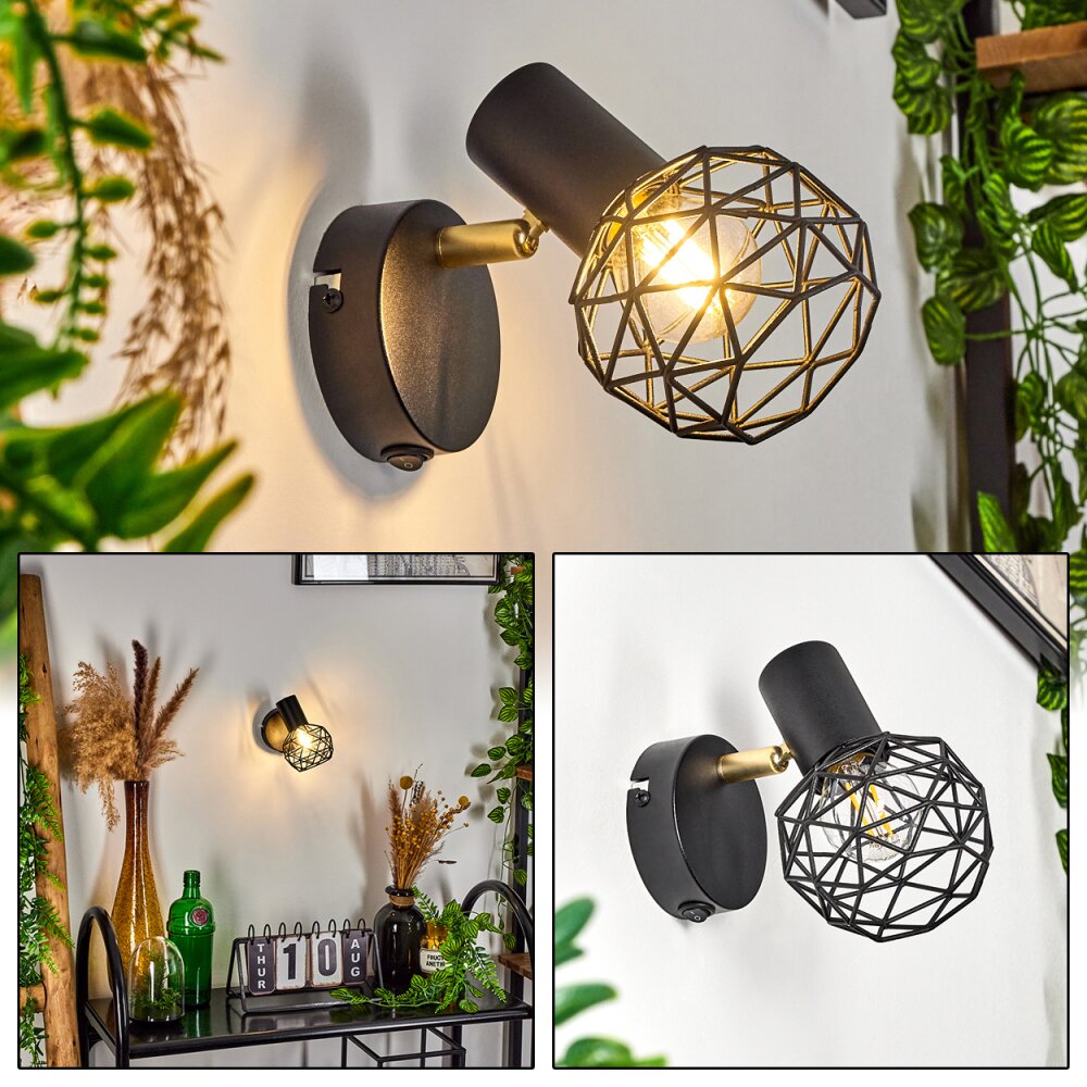 Palmira Muurlamp Goud, Zwart, 1-licht main product photo