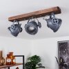 Herford Plafondlamp Grijs, Hout donker, 3-lichts