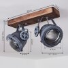 Herford Plafondlamp Grijs, Hout donker, 2-lichts