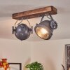 Herford Plafondlamp Grijs, Hout donker, 2-lichts