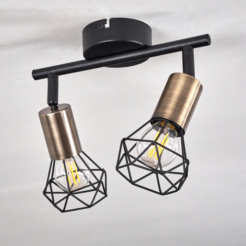 Baripada Plafondlamp Messing, Zwart, 2-lichts