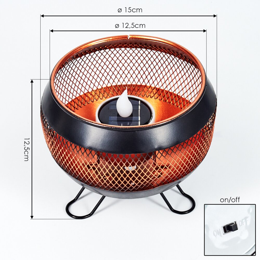 Harimal Solarlamp LED Koperkleurig, Zwart, 1-licht