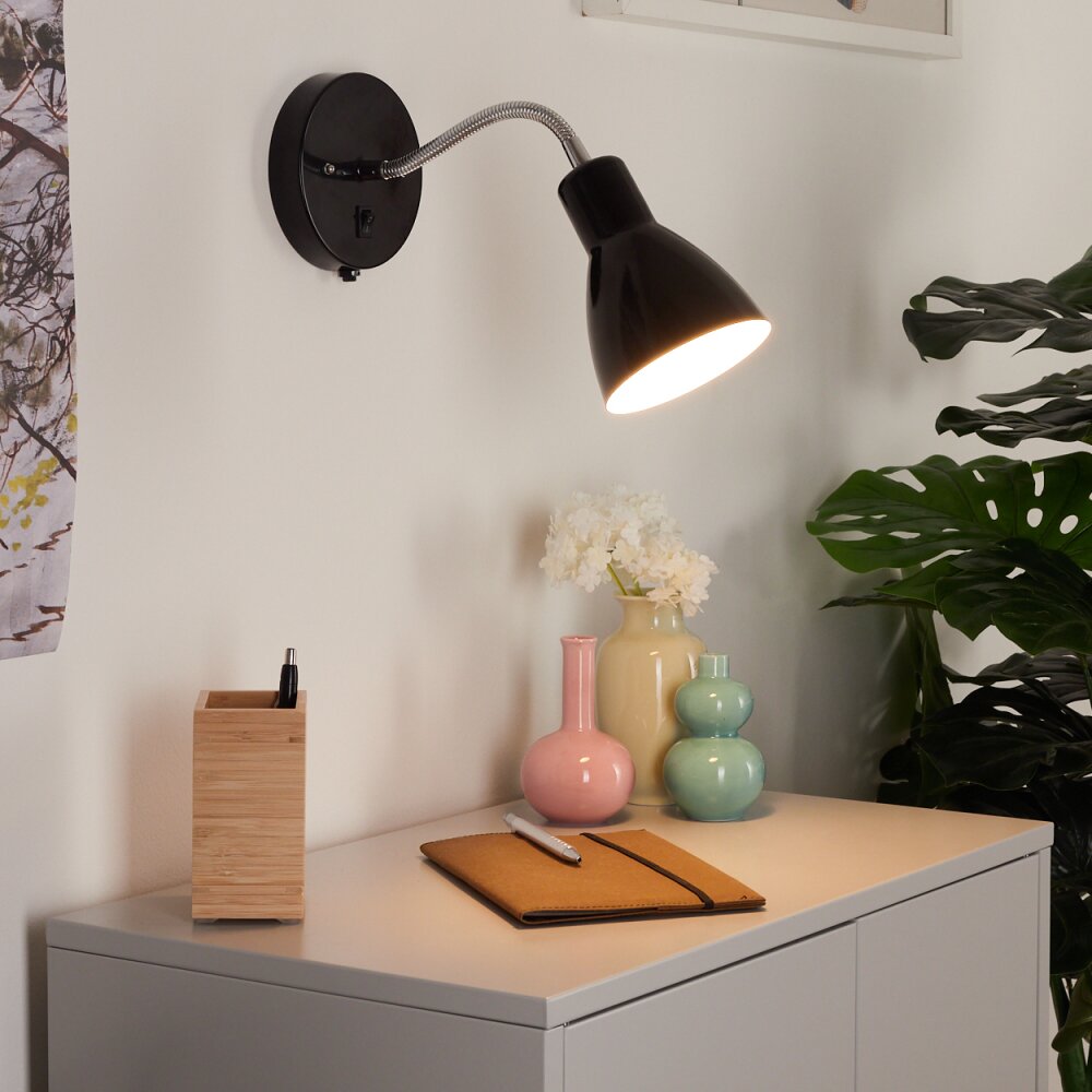 Naouli Muurlamp Chroom, Zwart, 1-licht main product photo