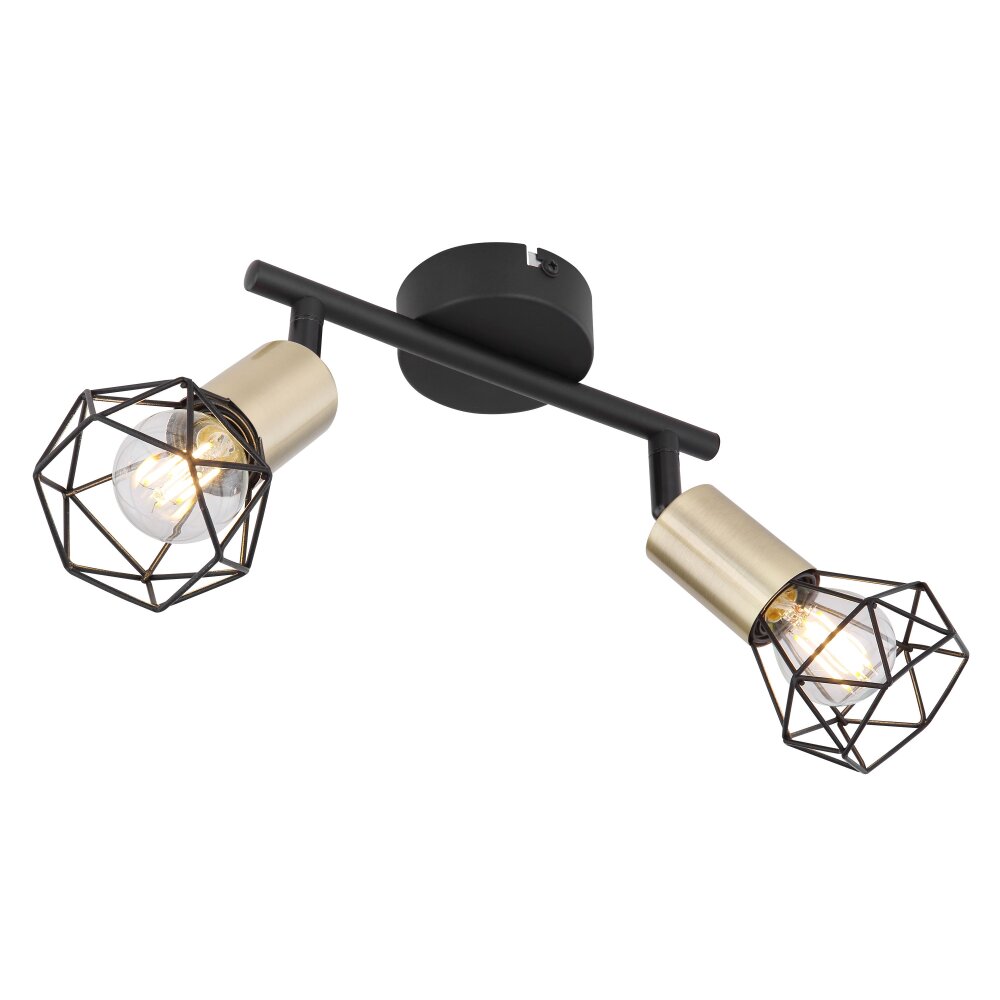 Globo XARA Plafondlamp Oud messing, Zwart, 2-lichts main product photo