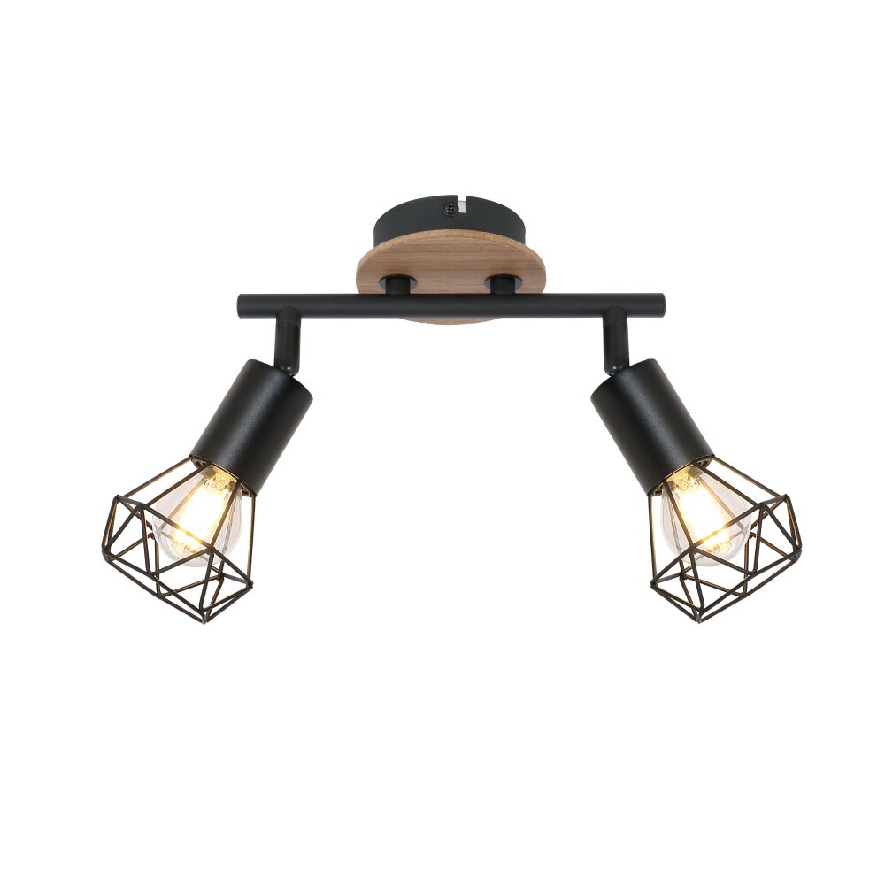 Globo XARA Plafondlamp houtlook, Zwart, 2-lichts main product photo