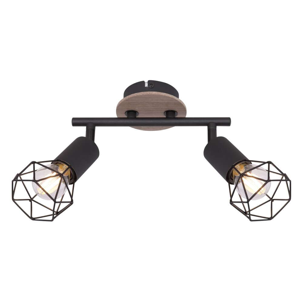 Globo XARA Plafondlamp houtlook, Zwart, 2-lichts