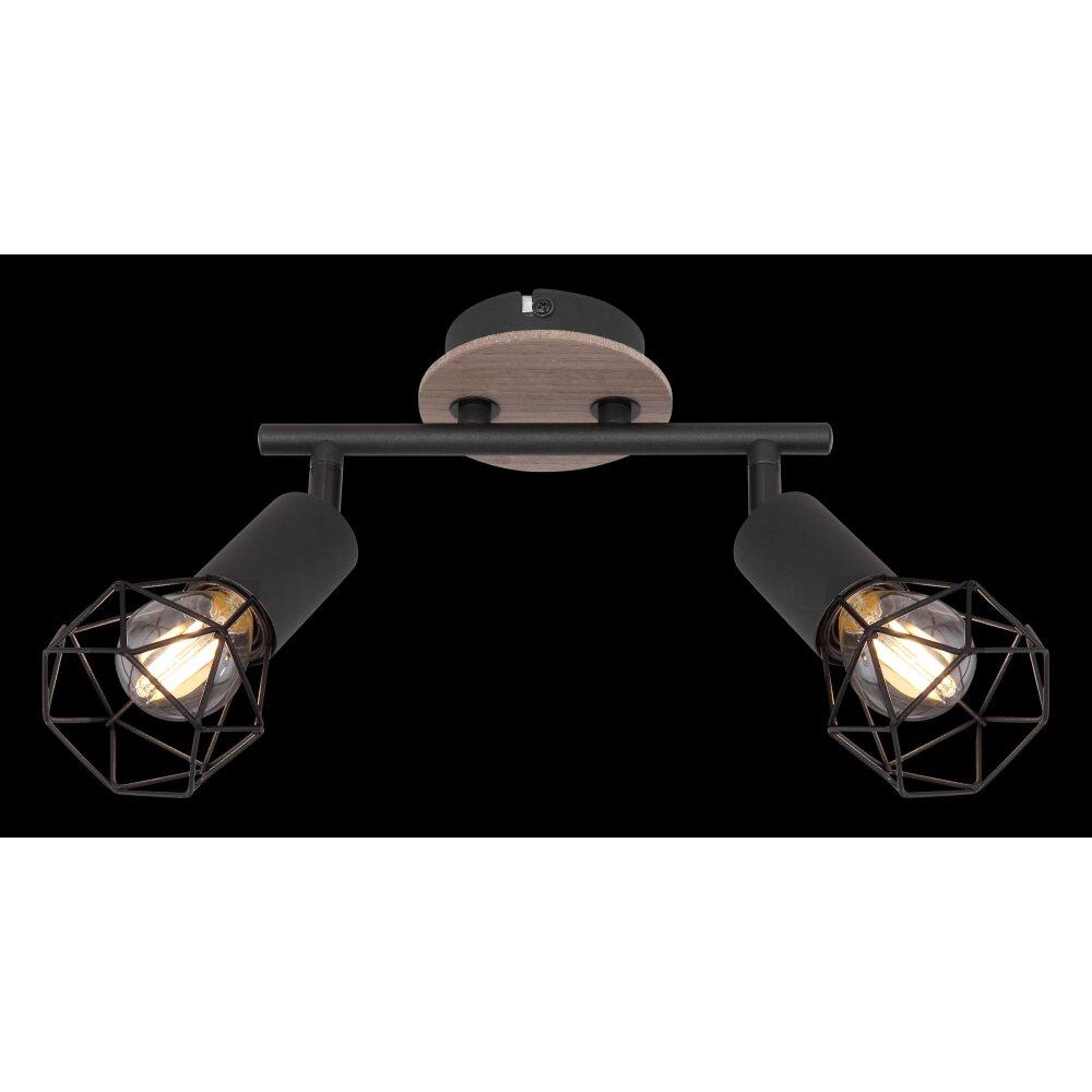 Globo XARA Plafondlamp houtlook, Zwart, 2-lichts