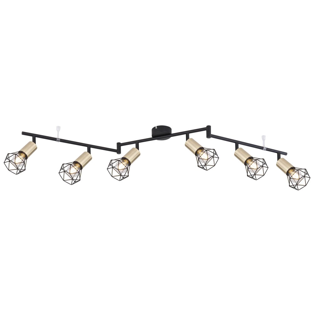 Globo XARA Plafondlamp Oud messing, Zwart, 6-lichts main product photo