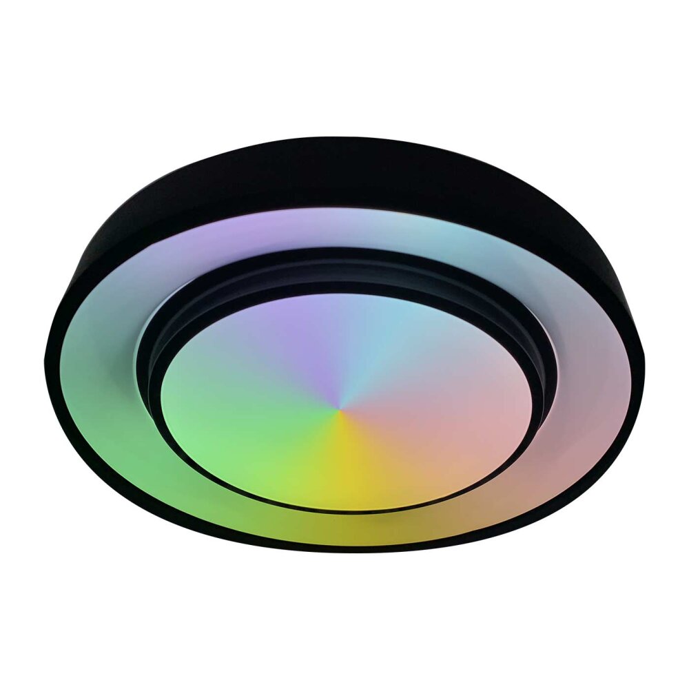 Globo SULLY Plafondlamp LED Zwart, 1-licht, Afstandsbediening, Kleurwisselaar