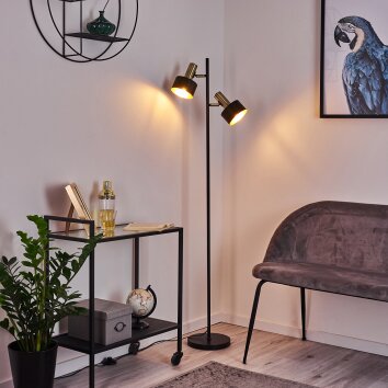 Pretoria Staande lamp Goud, Zwart, 2-lichts