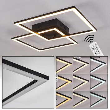 Thara Plafondlamp LED Zwart, 1-licht, Afstandsbediening