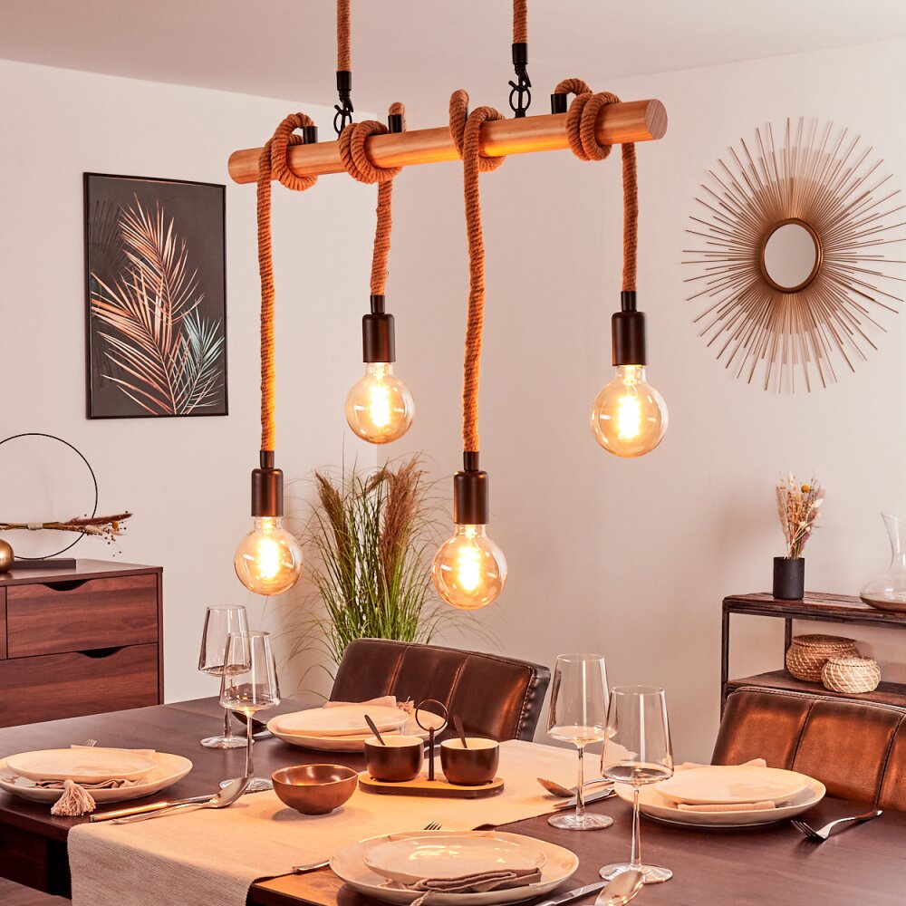 Vitlanda Hanglamp Bruin, Hout licht, Zwart, 4-lichts
