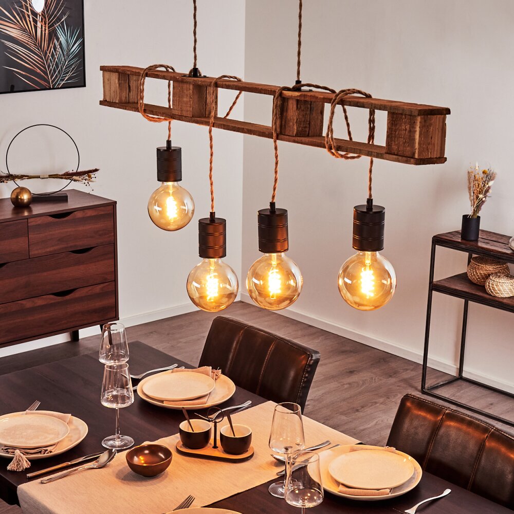 Gnitteryd Hanglamp Bruin, Hout licht, Zwart, 4-lichts main product photo