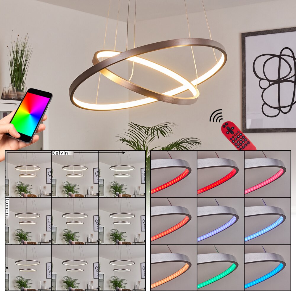 Canisteo Hanglamp LED Zilver, 2-lichts, Afstandsbediening, Kleurwisselaar main product photo