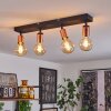 Tulla Plafondlamp Koperkleurig, Zwart, 4-lichts