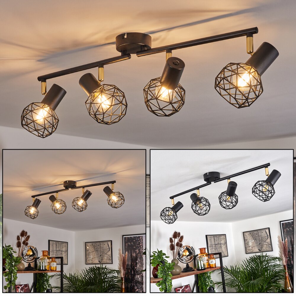 Palmira Plafondlamp Goud, Zwart, 4-lichts main product photo
