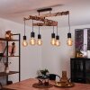 Ajaccio Hanglamp Hout licht, Zwart, 6-lichts