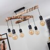 Ajaccio Hanglamp Hout licht, Zwart, 6-lichts