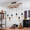 Ajaccio Plafondlamp Hout licht, Zwart, 6-lichts