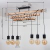 Ajaccio Plafondlamp Hout licht, Zwart, 6-lichts